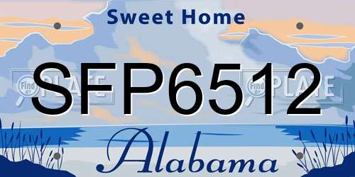 SFP6512 Alabama License Plate