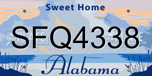 SFQ4338 Alabama License Plate