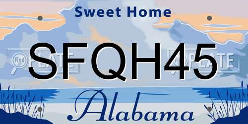 SFQH45 Alabama License Plate