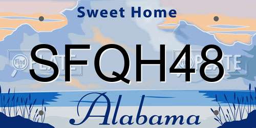 SFQH48 Alabama License Plate