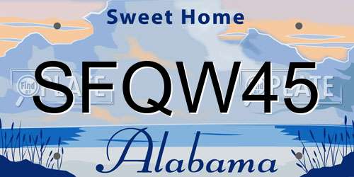SFQW45 Alabama License Plate