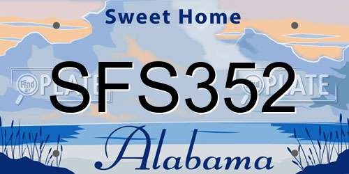 SFS352 Alabama License Plate