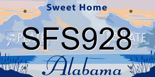 SFS928 Alabama License Plate