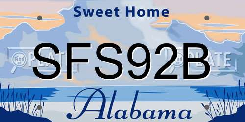 SFS92B Alabama License Plate