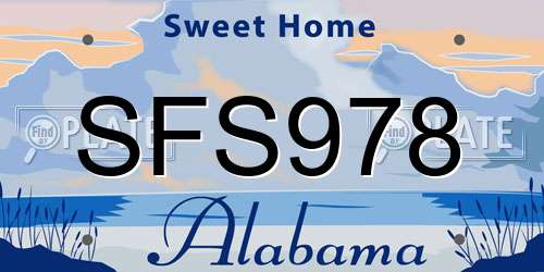 SFS978 Alabama License Plate
