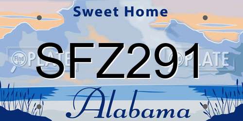 SFZ291 Alabama License Plate