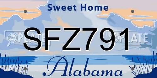 SFZ791 Alabama License Plate