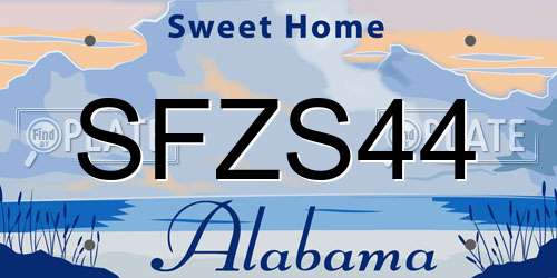 SFZS44 Alabama License Plate