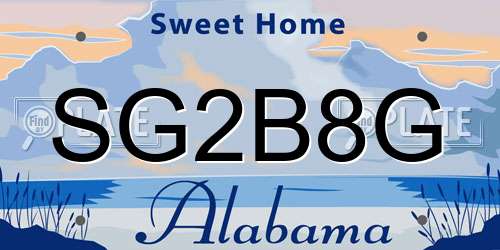 SG2B8G Alabama License Plate
