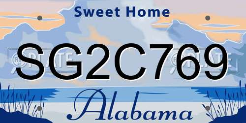 SG2C769 Alabama License Plate