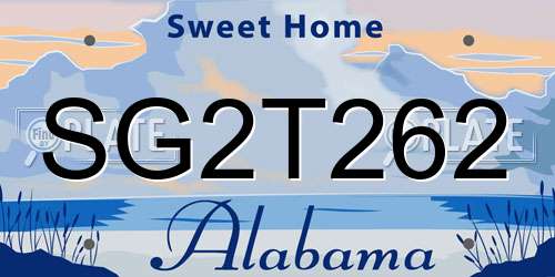 SG2T262 Alabama License Plate