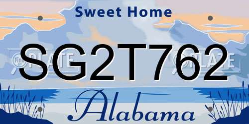 SG2T762 Alabama License Plate