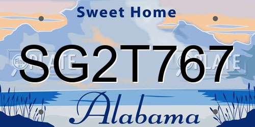 SG2T767 Alabama License Plate