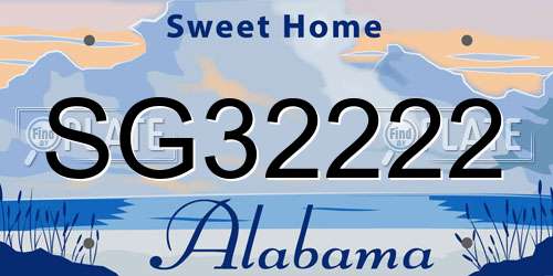 SG32222 Alabama License Plate
