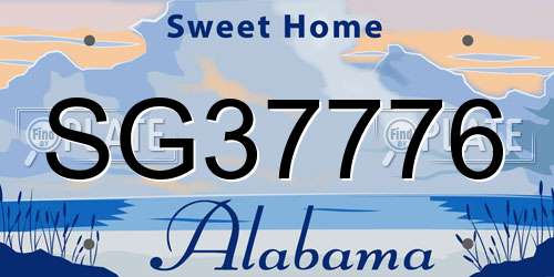 SG37776 Alabama License Plate