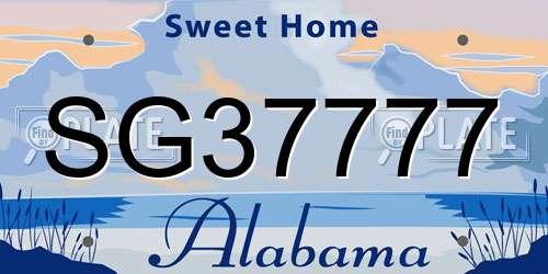SG37777 Alabama License Plate
