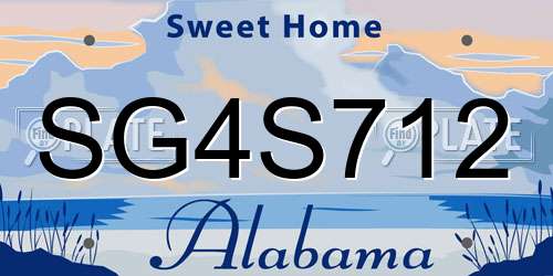 SG4S712 Alabama License Plate