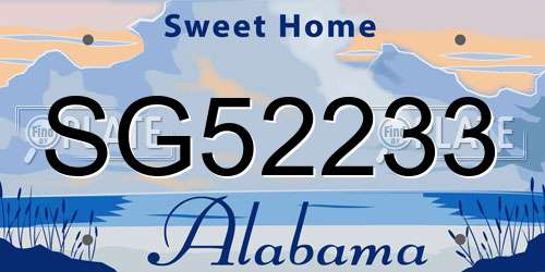 SG52233 Alabama License Plate
