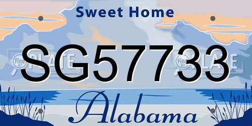 SG57733 Alabama License Plate