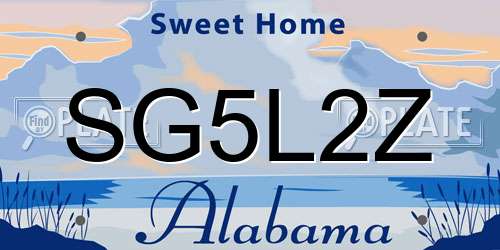 SG5L2Z Alabama License Plate