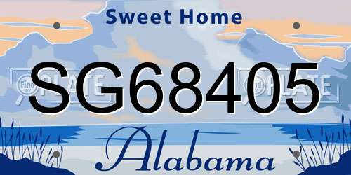 SG68405 Alabama License Plate