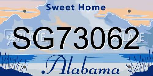 SG73062 Alabama License Plate