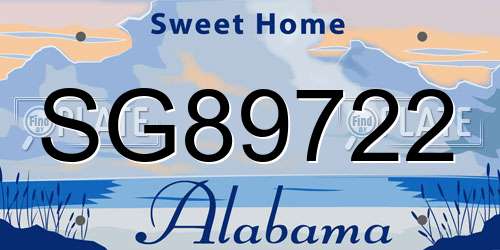 SG89722 Alabama License Plate