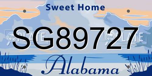 SG89727 Alabama License Plate
