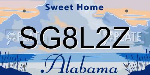 SG8L2Z Alabama License Plate