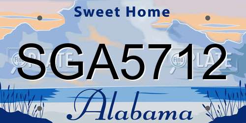 SGA5712 Alabama License Plate