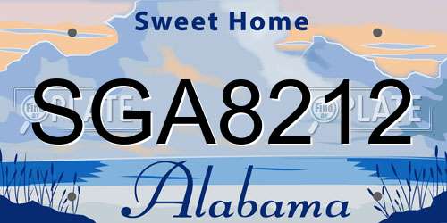 SGA8212 Alabama License Plate