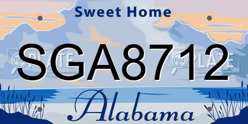 SGA8712 Alabama License Plate