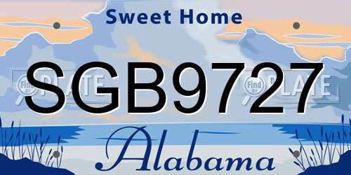 SGB9727 Alabama License Plate