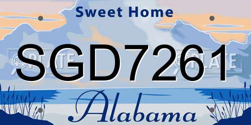 SGD7261 Alabama License Plate