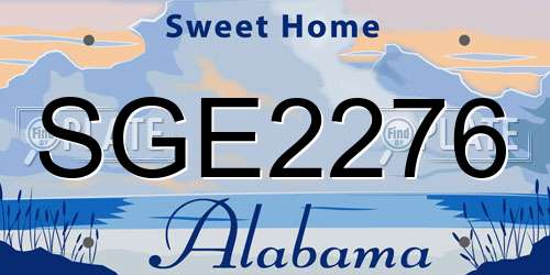 SGE2276 Alabama License Plate