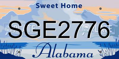 SGE2776 Alabama License Plate