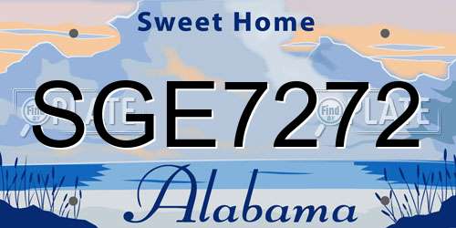 SGE7272 Alabama License Plate