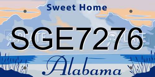 SGE7276 Alabama License Plate
