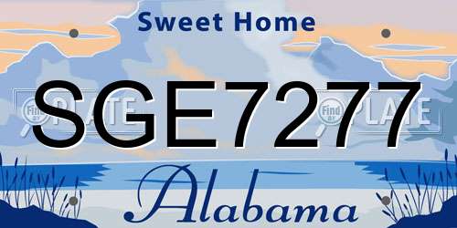 SGE7277 Alabama License Plate