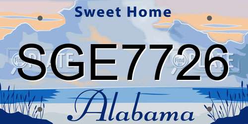 SGE7726 Alabama License Plate