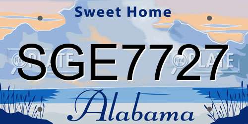 SGE7727 Alabama License Plate