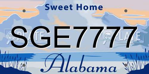SGE7777 Alabama License Plate