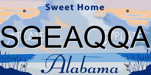 SGEAQQA Alabama License Plate