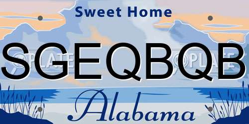 SGEQBQB Alabama License Plate