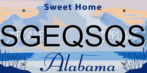 SGEQSQS Alabama License Plate