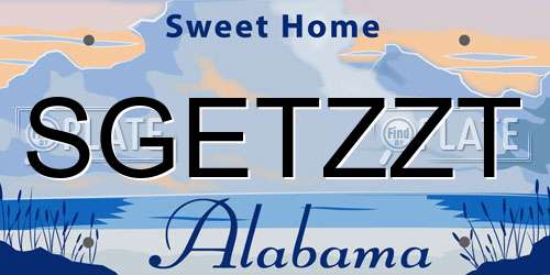 SGETZZT Alabama License Plate