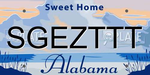 SGEZTTT Alabama License Plate