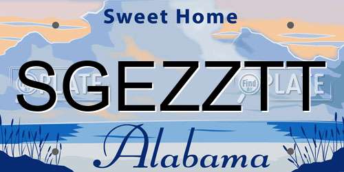 SGEZZTT Alabama License Plate