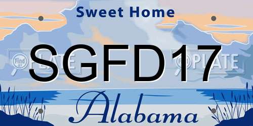 SGFD17 Alabama License Plate