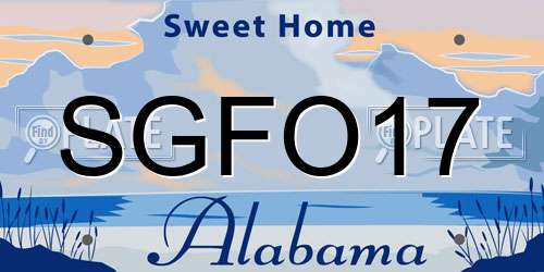 SGFO17 Alabama License Plate